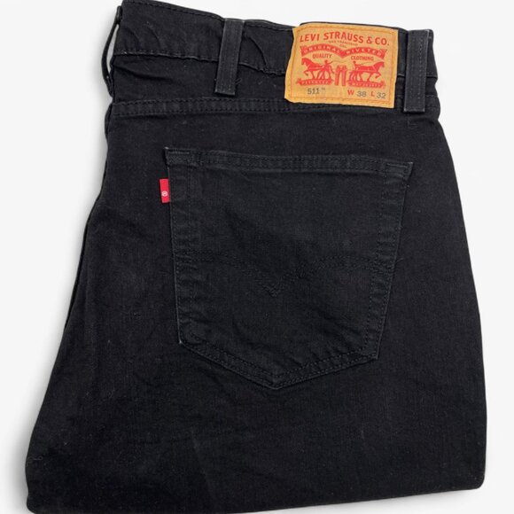 Levi's 511 Men's Straight Leg Black Denim Jeans Mid-Rise Slim Fit Actual 36x31 - Picture 15 of 15